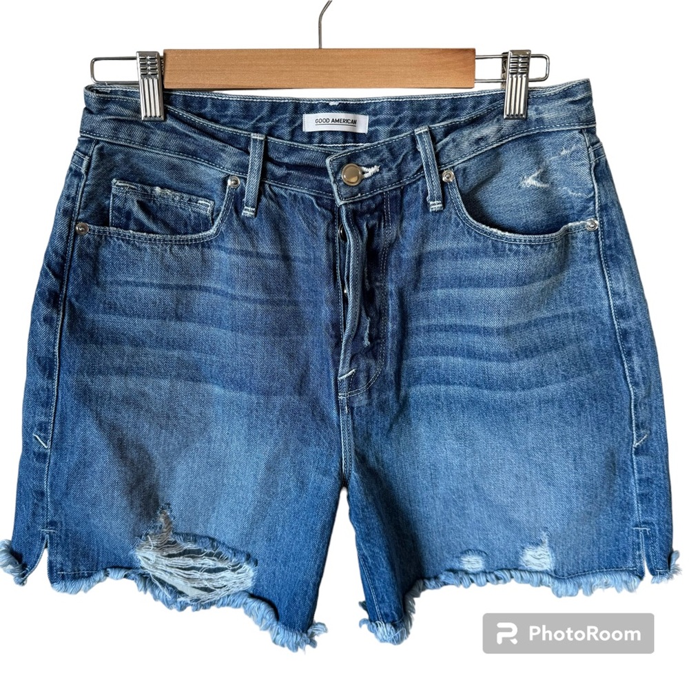 Good American High Waist Cut Off Denim Jean Shorts Size 6/28
